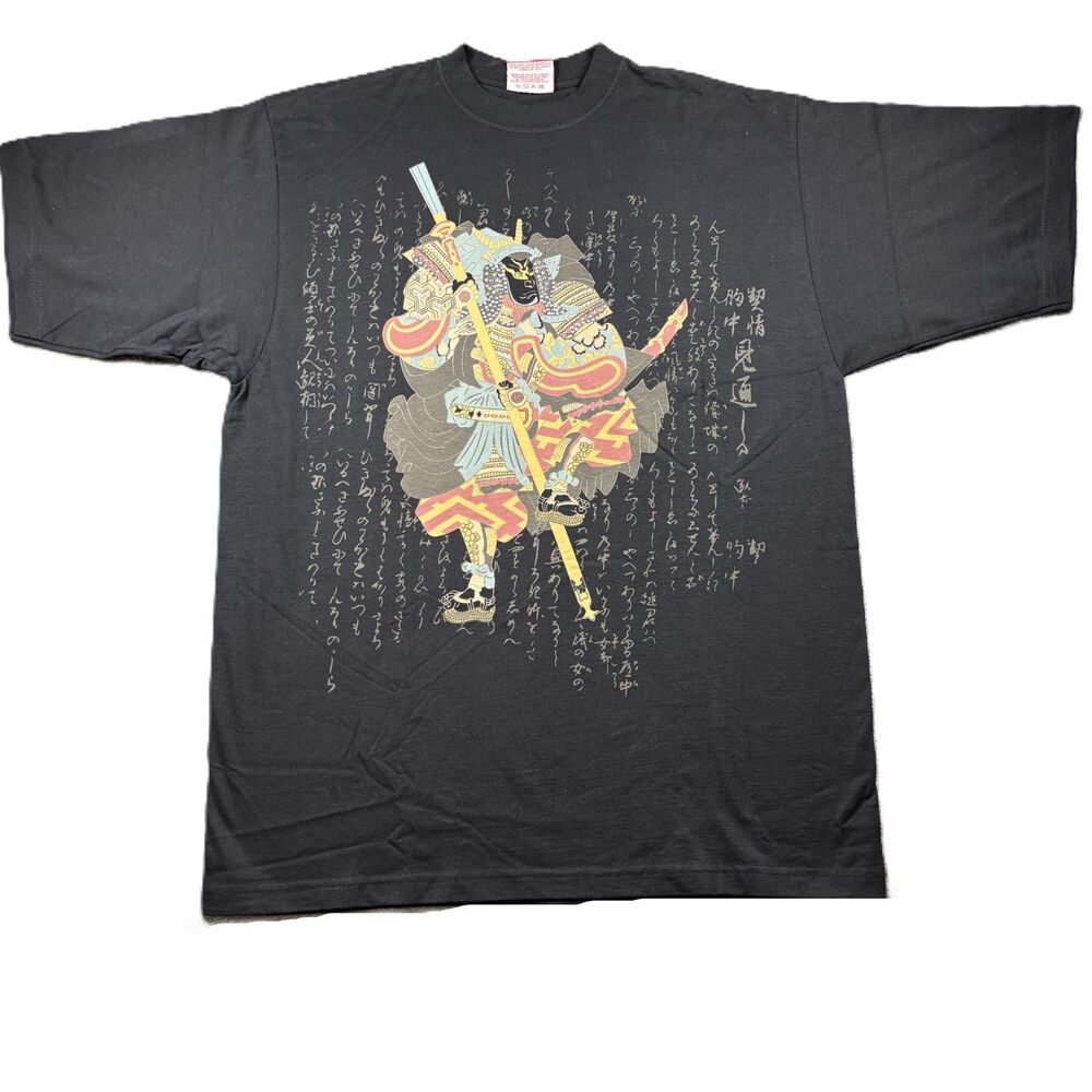 Kanji Men Vintage T-Shirt NEW Bling Japanese Kamezo Warrior Bling Black XL K150